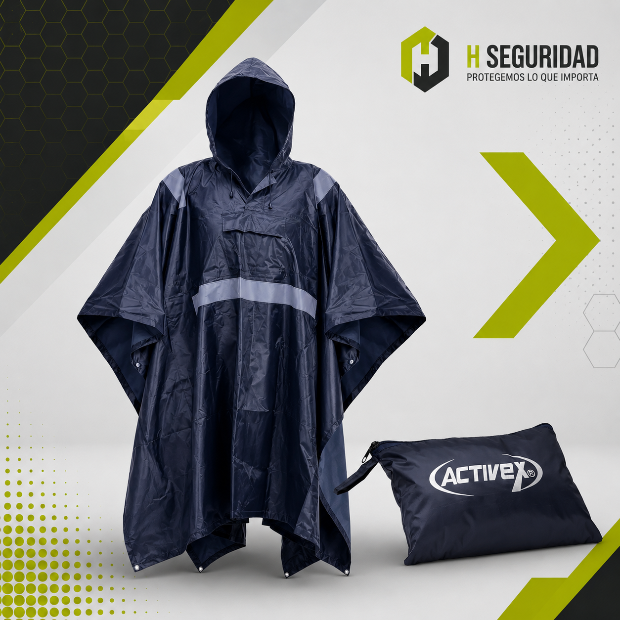 Capa PVC Azul  con Cinta Reflectante